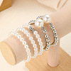 5Pcs 5 Styles Stylish CCB Plastic & Plastic Pearl & Rhinestone Beads Stretch Bracelets for Women WGF408F-01-7
