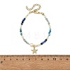 Gradient Natural Apatite & Kyanite Faceted Round Beaded Bracelets with Natural Pearl BJEW-JB14399-02-4