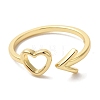 Heart & Arrow Rack Plating Brass Open Cuff Finger Rings for Women RJEW-L123-013G-2