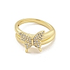 Rack Plated Brass Micro Pave Clear Cubic Zirconia Butterfly Finger Rings for Women RJEW-Z039-09G-2