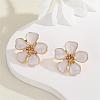 Flower Alloy Enamel Stud Earrings EJEW-P310-01G-01-1