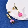 Brass Enamel Stud Earrings EJEW-F390-02G-02-3