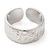304 Stainless Steel Textured Open Cuff Ring for Women RJEW-I098-26P-2