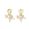 Brass Micro Pave Clear Cubic Zirconia European Dangle Charms KK-N287-33E-G-1