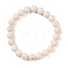 Natural Fossil Round Beaded Stretch Bracelets G-U005-01B-01-1