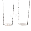 Natural Baroque Keshi Pearl Column Pendant 304 Stainless Steel Satellite Chain Necklaces NJEW-JN06338-02-2