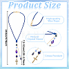 2Pcs Glass Bead & Natural Iolite & Natural Dyed Lapis Lazuli & Alloy Car Pendant Decorations. with Brass Chains and Waxed Polyester Cord HJEW-DR00302-2