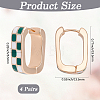 4 Pairs Rectangle with Tartan Pattern Alloy Enamel Hoop Earrings EJEW-SC0002-26C-2