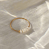 304 Stainless Steel with Natural Baroque Pearl Rondelle Beaded Finger Rings FS-WG39983-03-1