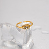 Evil Eye 304 Stainless Steel Micro Pave Clear Cubic Zirconia Adjustable Cuff Rings FS-WGCF674-01-3