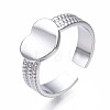 304 Stainless Steel Heart Cuff Ring RJEW-T023-61P-3
