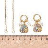 Abalone Shell Pendant Necklace & Hoop Earrings with Shell Pearl & Natural Freshwater Pearls SJEW-JS01379-01-5