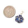 Natural Lapis Lazuli Faceted Round Cluster Flower Pendants PALLOY-MZ01197-06-2