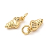 Rack Plating Brass Micro Pave Clear Cubic Zirconia Charms KK-I706-06G-2
