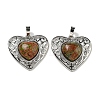 Natural Unakite Peach Love Heart Pendants G-G158-01H-1