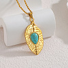 Boho 304 Stainless Steel Synthetic Turquoise Pendant Necklaces for Women WG99EC3-03-1