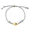 Ocean 304 Stainless Steel Link Adjustable Braided Polycotton Metallic Cord Slider Bracelets BJEW-JB14245-04-4