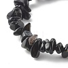 Chip Natural Obsidian Stretch Beaded Bracelets for Kids BJEW-JB06305-07-2