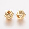 Brass Micro Pave Cubic Zirconia Beads ZIRC-K063-20G-1