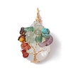 Natural Quartz Crystal Copper Wire Wrapped Rock Crystal Teardrop Pendants PALLOY-JF02846-02-1