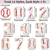 Gorgecraft 11Pcs Number 0~9 & Flat Tennis Shaped Towel Embroidery Style Cotton Iron on/Sew on Patches DIY-GF0008-57-2