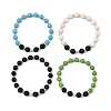 Natural & Synthetic Gemstone Round Beaded Stretch Bracelets for Women Men BJEW-JB13928-2