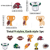 9Pcs 9 Styles Rugby Sports Series Enamel Lapel Pin Backs JEWB-SC0001-98-2