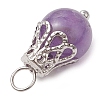 Natural Green Aventurine/Amethyst/Rose Quartz/Lava Rock/Quartz Round Pendants PALLOY-JF03183-02-5