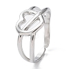 304 Stainless Steel Hollow Heart Open Cuff Rings RJEW-D006-05P-1