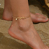 Heartbeat Paw Print Alloy & Synthetic Turquoise Link Anklets for Women WGE7D9E-02-1