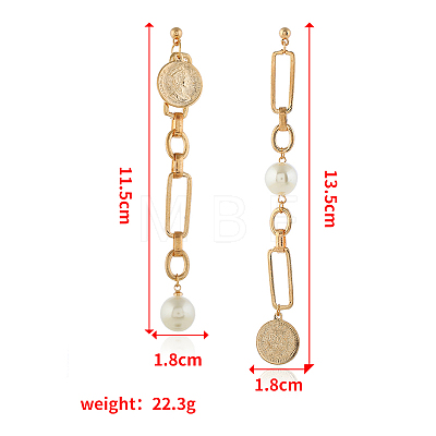 Coin Iron Tassel Stud Earrings LI8396-1-1