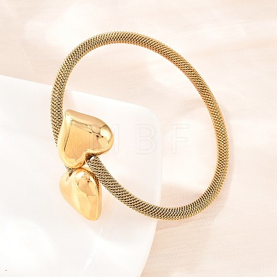 304 Stainless Steel Mesh Chain Bangles for Women BJEW-D460-05G-1