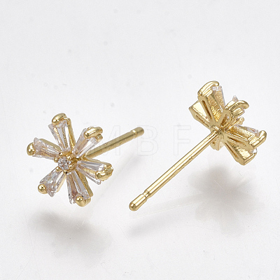 Brass Cubic Zirconia Stud Earrings KK-S348-364G-1