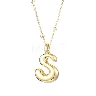 1Pc Initial Letter Brass Pendant Necklaces NJEW-YW0001-24S-1