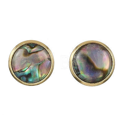 3 Pairs Flat Round Natural Paua Shell Stud Earrings for Women EJEW-JE07126-1