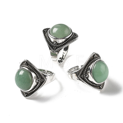 Natural Green Aventurine Adjustable Rings G-P560-03AS-03-1