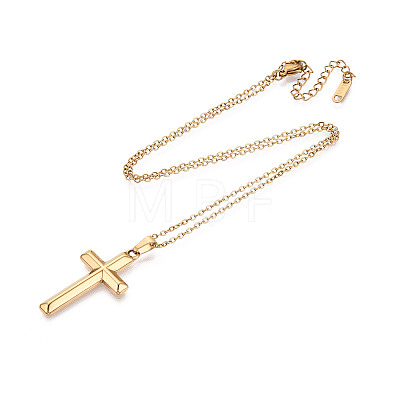304 Stainless Steel Pendant Necklaces NJEW-T018-30G-1