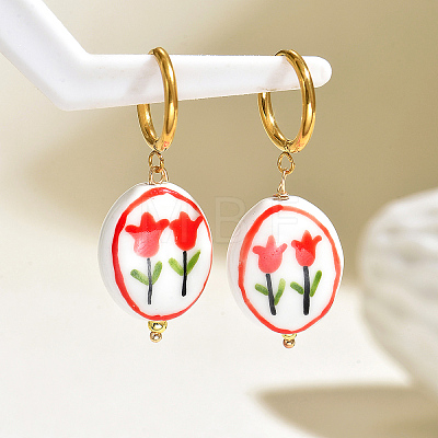 Hand Painted 201 Stainless Steel Hoop Earrings QR6468-4-1