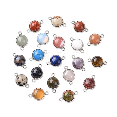 Natural & Synthetic Mixed Gemstone Connector Charms G-D059-01D-1