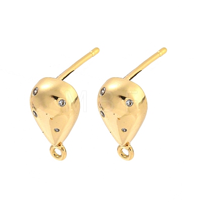 Brass Micro Pave Cubic Zirconia Stud Earring Finding KK-P263-19KCG-1