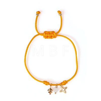 304 Stainless Steel & Brass & Natural Shell Charm Bracelets HP8667-12-1