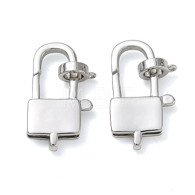 Brass Padlock Lobster Claw Clasp KK-CBA50B0-03P-1