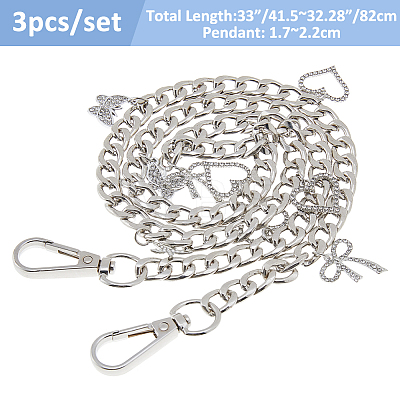 3Pcs Alloy Twisted Chain Bag Strap AJEW-FH00023-1