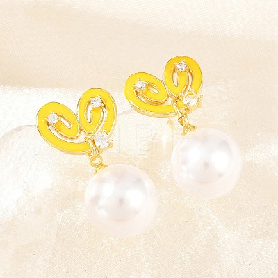 Valentine's Day Brass Clear Cubic Zirconia Dangle Stud Earrings EJEW-Z164-07G-04-1