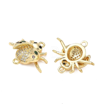 Brass Micro Pave Clear and Green Cubic Zirconia Ladybird Links KK-L256-33G-1