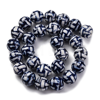 Handmade Blue and White Porcelain Beads Strands PORC-I027-04F-1