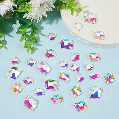 GOMAKERER 72Pcs 3 Style Irregular Rhombus Glass Sew on Rhinestone GLAA-GO0001-15-1