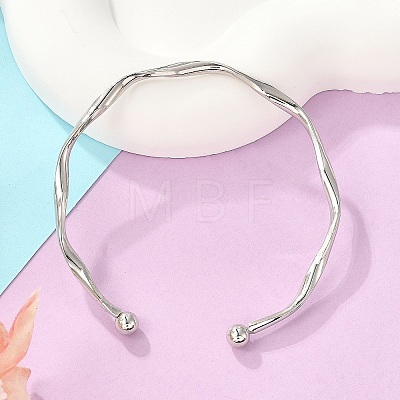 Wave Alloy Cuff Bangles BJEW-L701-04P-1