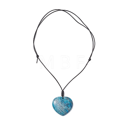 Dyed Natural Blue Crazy Agate Geometric Pendant Adjustable Black Waxed Cotton Cord Necklaces for Women NJEW-JN05475-1
