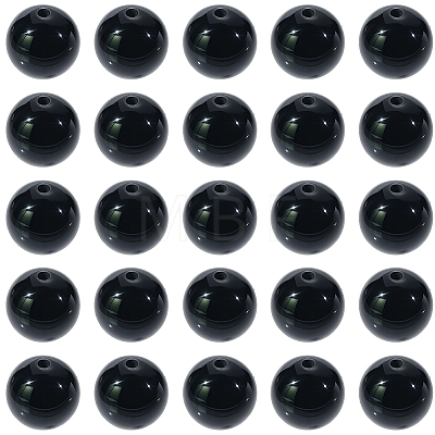 2 Strands Round Natural Black Onyx(Dyed & Heated) Beads Strands G-SP0001-24-1